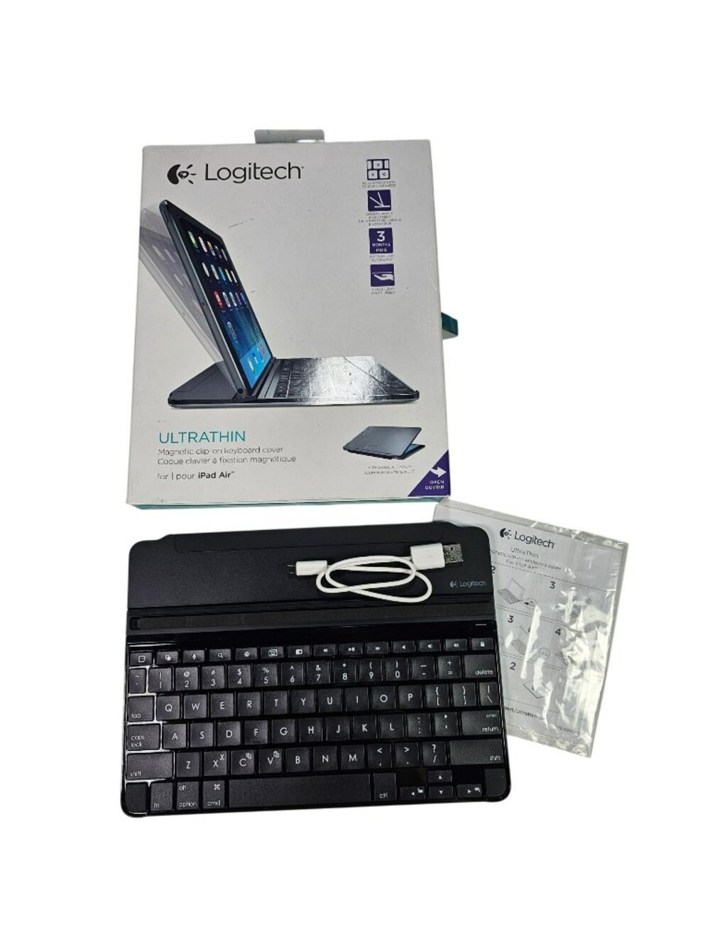 Logitech Ultrathin Magnetic Clip-On Bluetooth Keyboard Cover For iPad Air Black